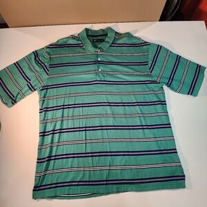 WEDGE Men's Green with Purple and White Stripes Golf Shirt Size XL